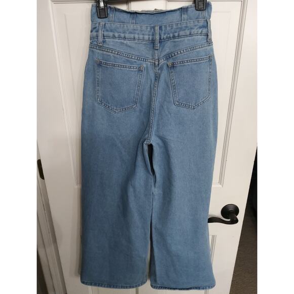 Chambray Denim Ultra Wide Leg jeans buttonfly/High double-waisted Pleated Sz 2 - Picture 5 of 7